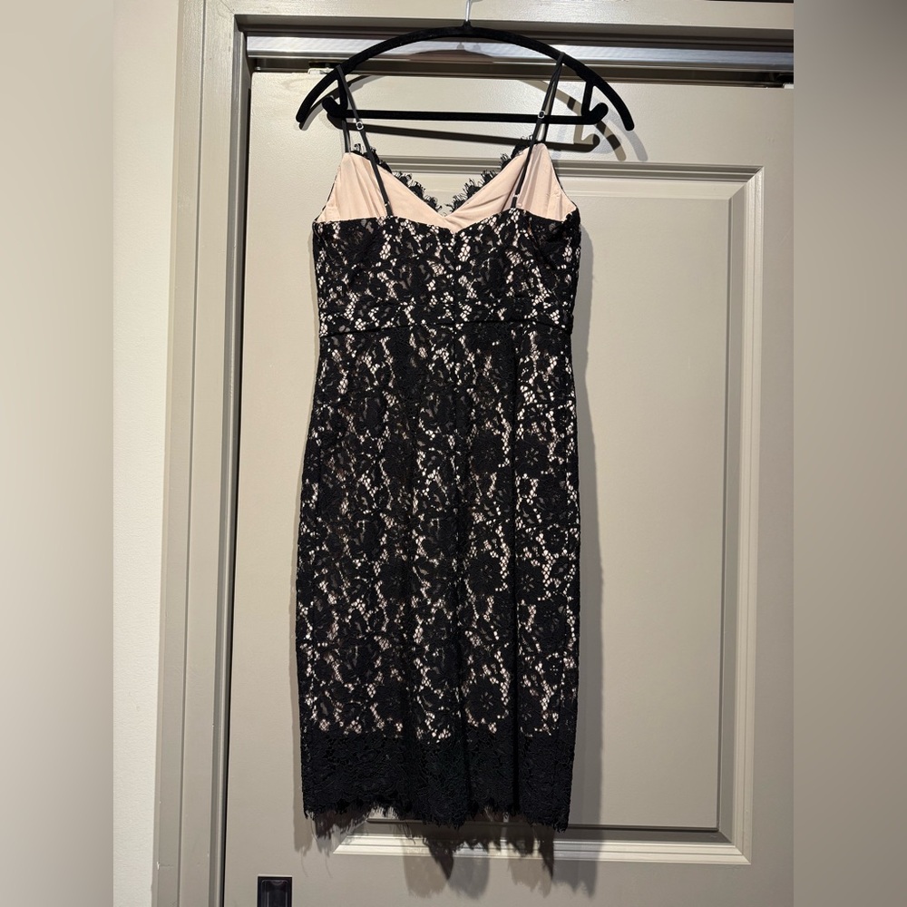 J. Crew Black Lace/nude lining Midi Dress size 2- EUC - Picture 2 of 10